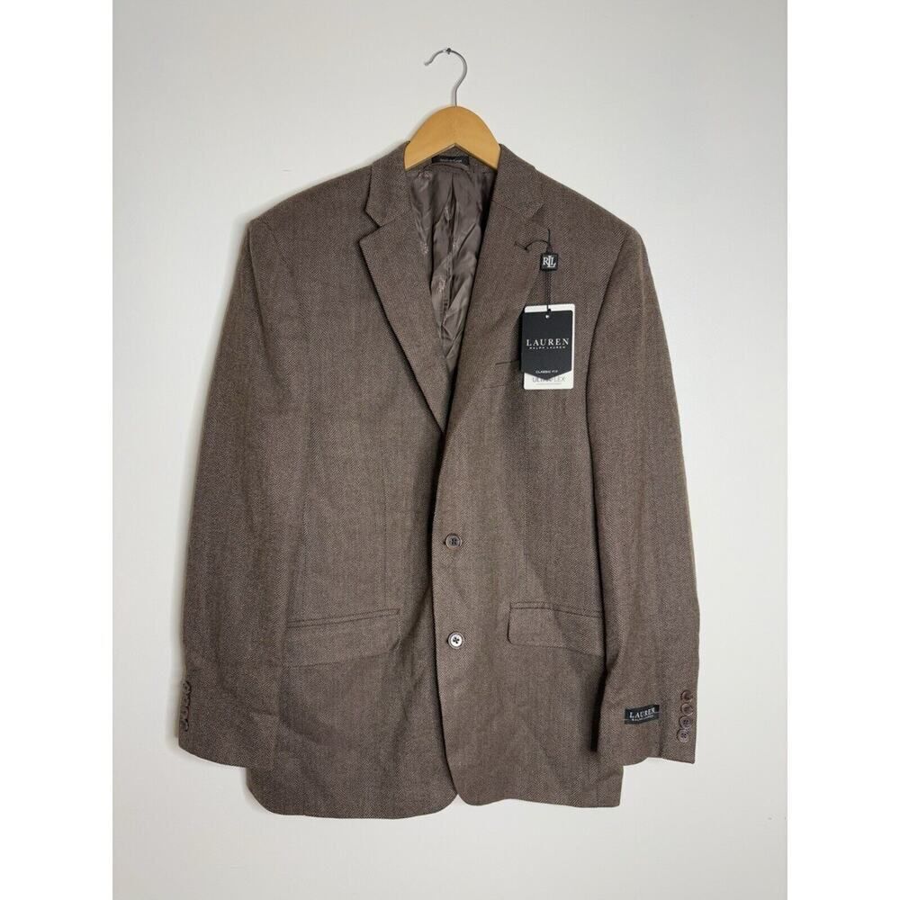 Lauren Ralph Lauren Men’s Wool Herringbone Sport Coat Brown NWT Size 40 Long - Picture 2 of 7